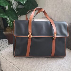 Bottega Veneta Black and Brown Leather-Trim Satchel